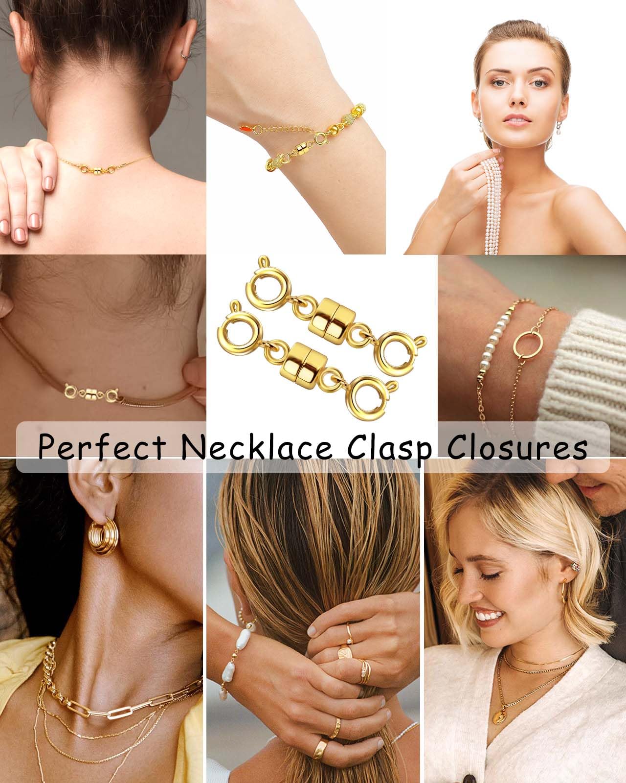 Dailyacc Magnetic Necklace Clasps and Closures, Double Open Bracelet Extender for Jewelry Converters Clasp (6 Gold, 6 Silver)