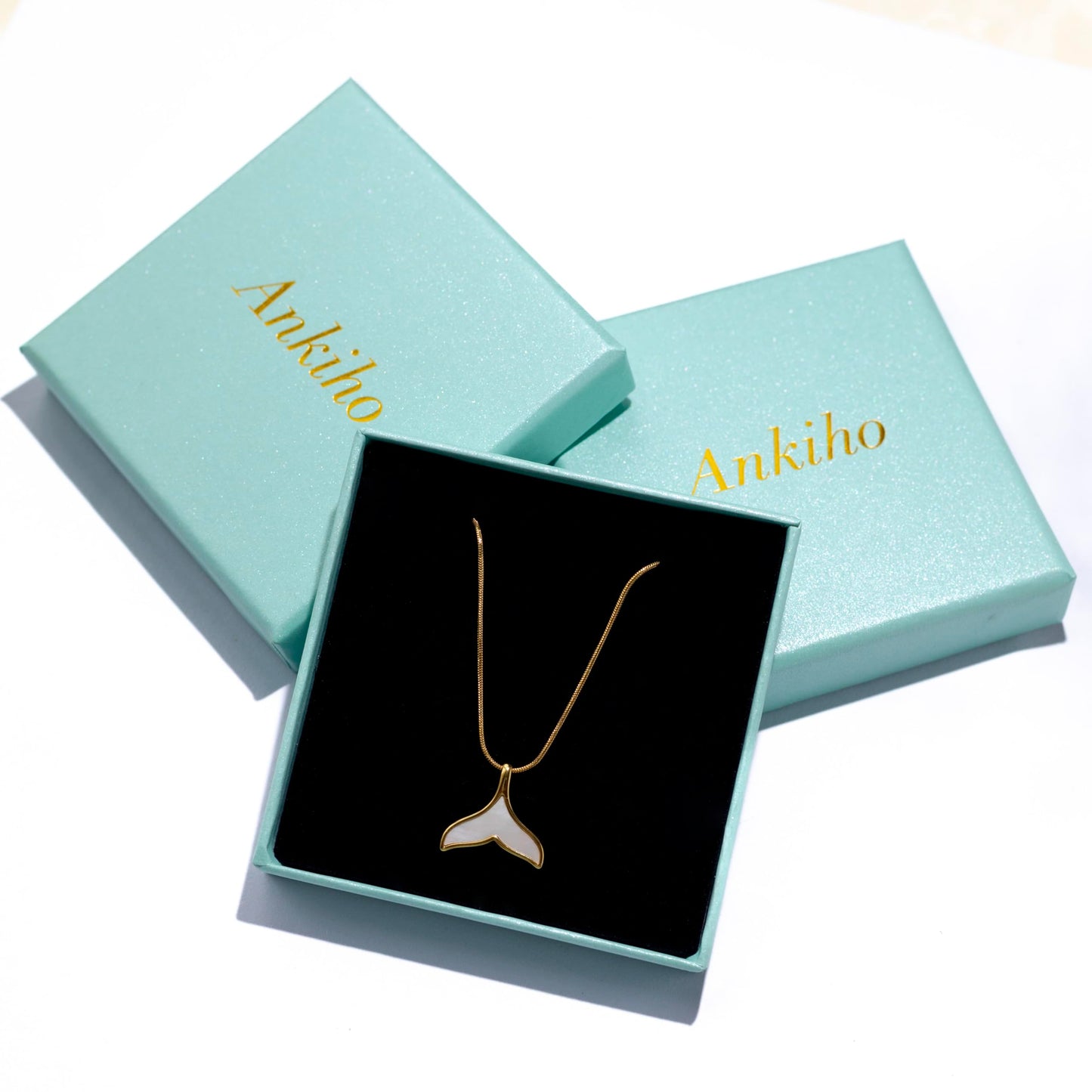 Mermaid Tail Choker Necklace for Women, 14K Gold Plated Mother-of-Pearl Pendant on Adjustable Stainless Steel Snake Chain, Dainty Ocean-Inspired Jewelry Gift