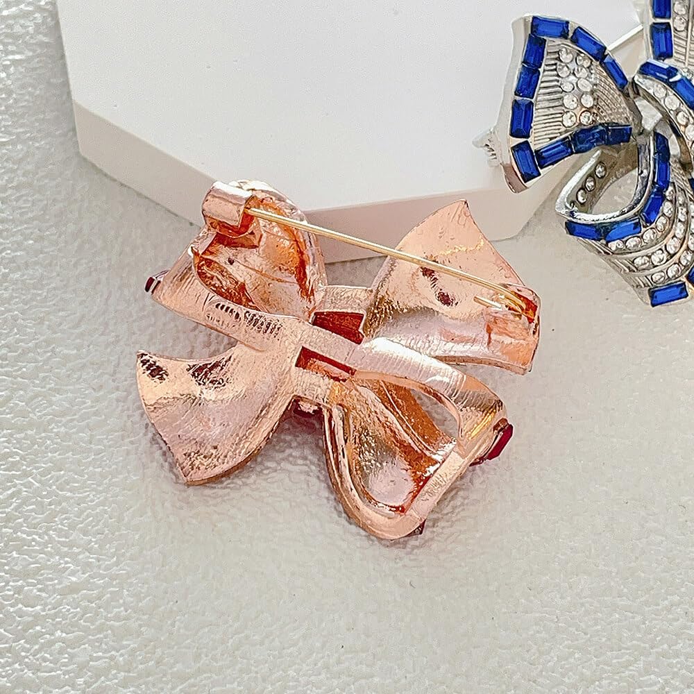 Yaximhozz 2pcs Rhinestone Brooch Pin for Women Rhinestone Bow Collar Brooches Fashion Accessories Pins Lapel Boutonniere Ideas Wedding Christmas Birthday Jewelry Easter Gift (24 blue/rose)