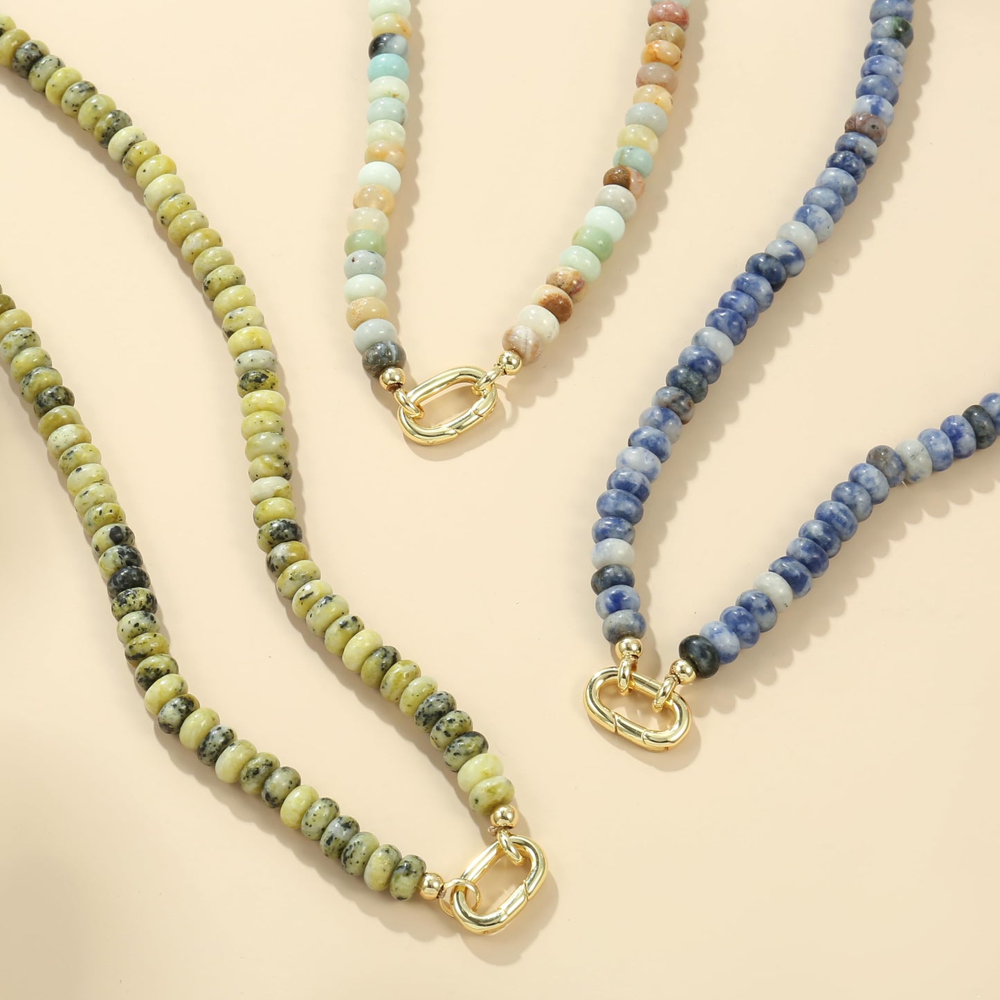 CONRAN KREMIX Amazonite Stone Beaded Necklace for Women,Natural Gemstone Bead Choker Necklaces Boho Summer Beach Layering Necklace Jewelry Gift for Women