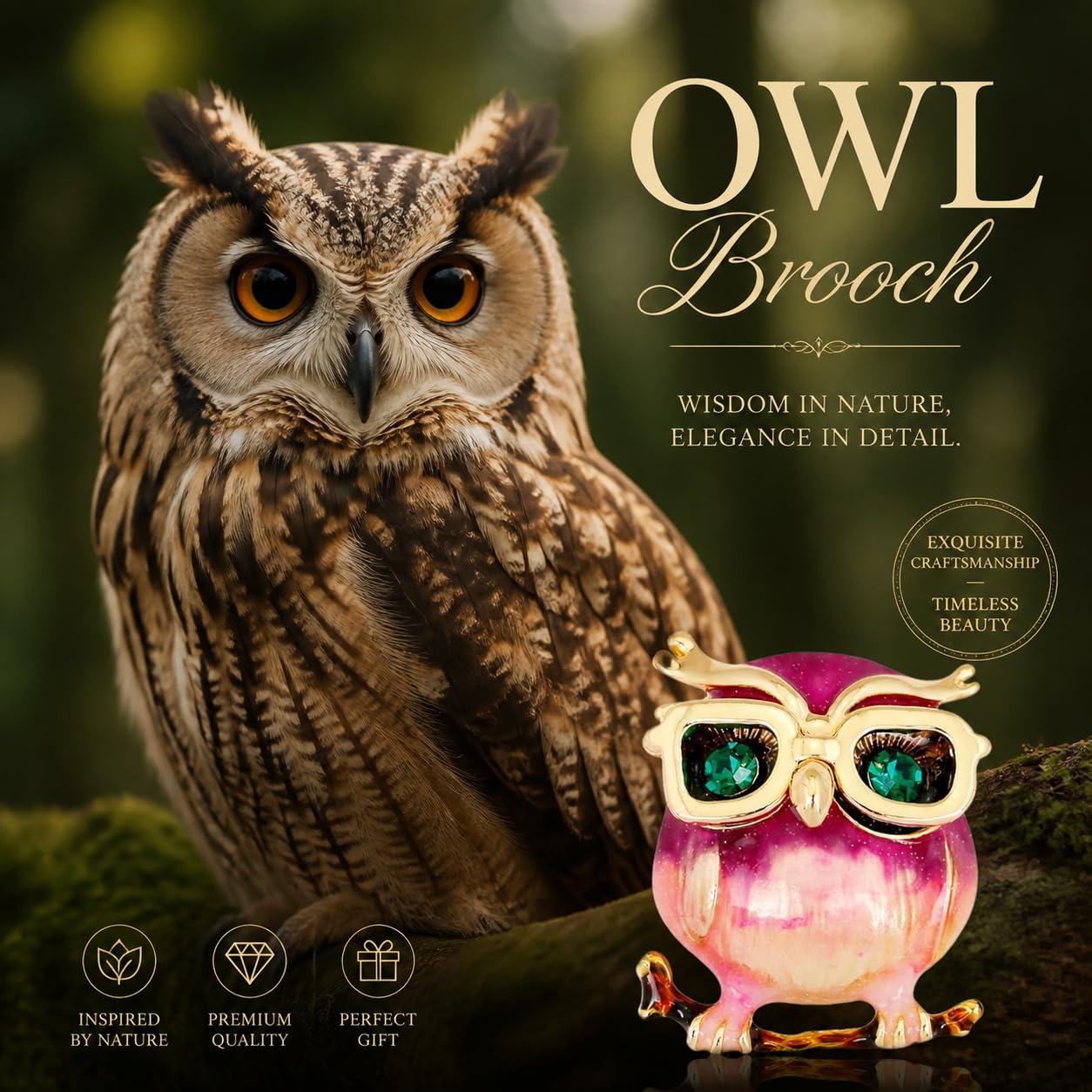 Enamel Owl Brooch for Women Cute Owl Pin Animal Brooch Birthday Holiday Gift for Wife Girlfriend Mother