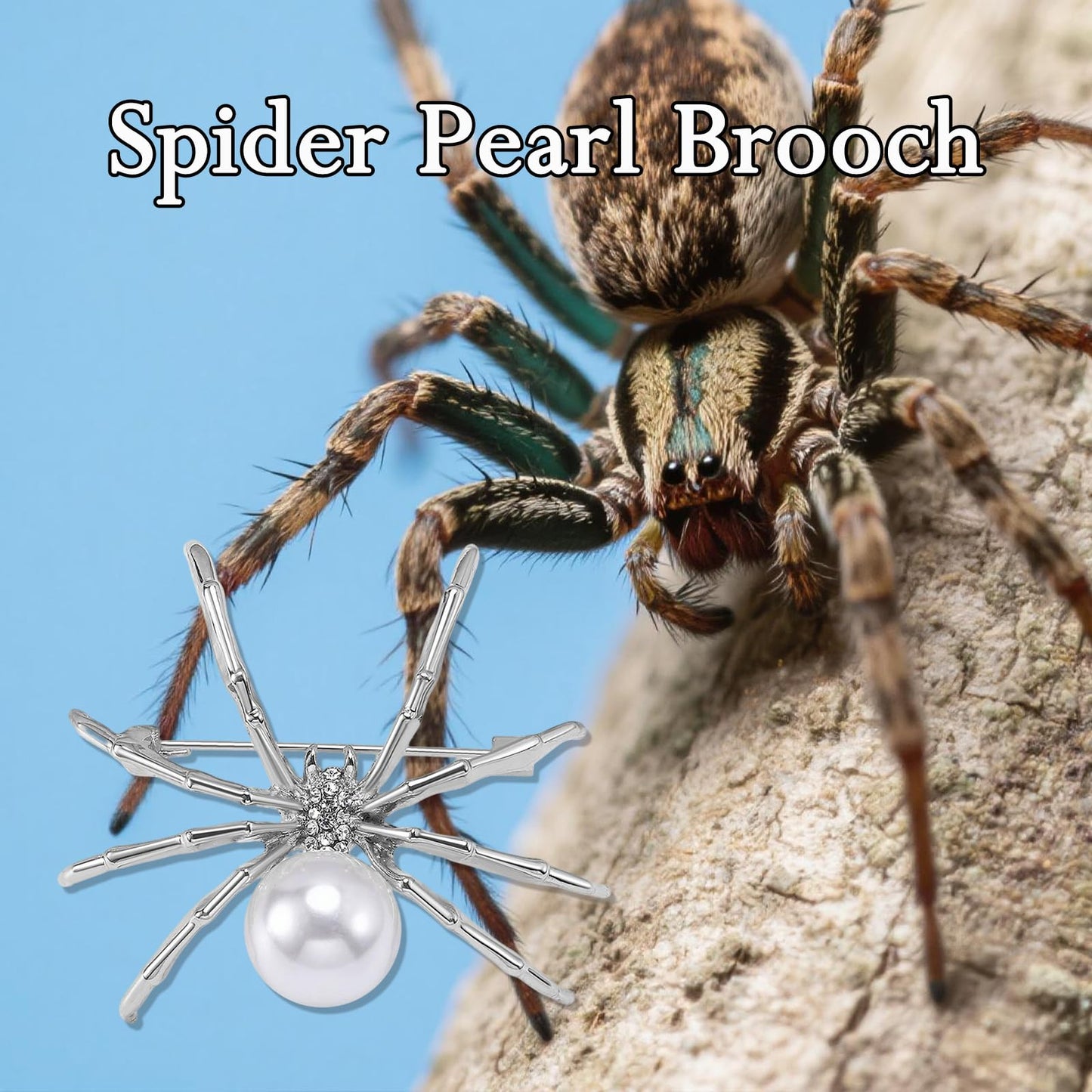 Pearl Spider Brooch for Women Zircon Spider Pin Birthday Mother's Day for Mother Wife Girlfriend