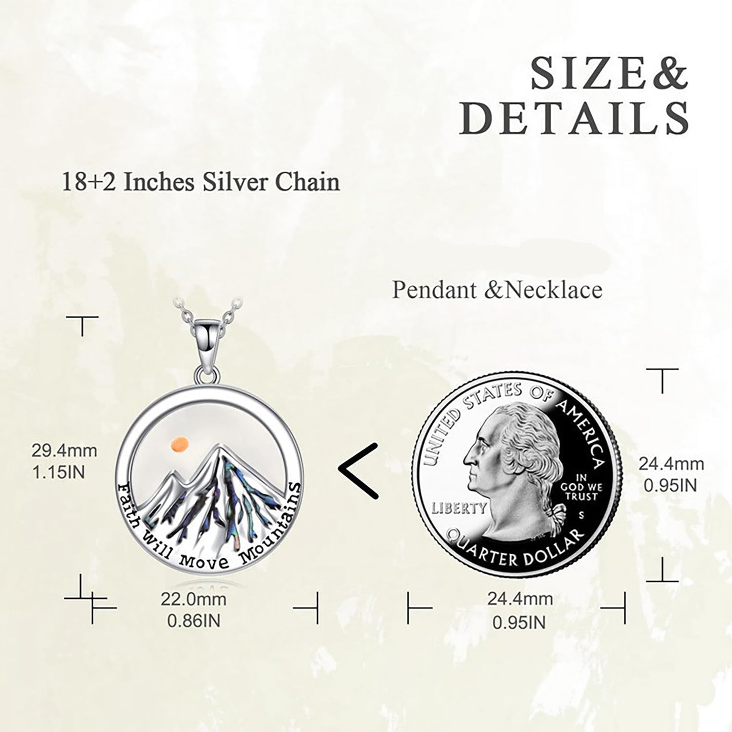 VLIEGEN Mustard Seed Necklace - Stainless Steel Faith Mountain Jewelry for Women & Men styleF