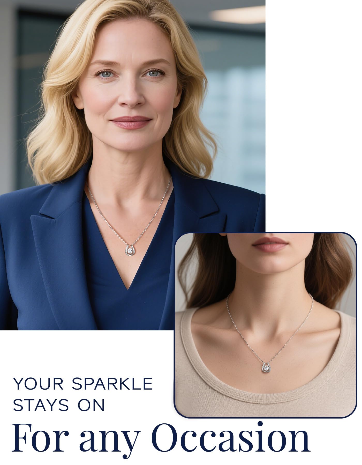 MomentWish Horseshoe Necklace for Women, Sparkling Gifts for Wife, 1Carat Moissanite Pendant for Women 925 Sterling Silver Dance Necklace, Birthday Anniversary
