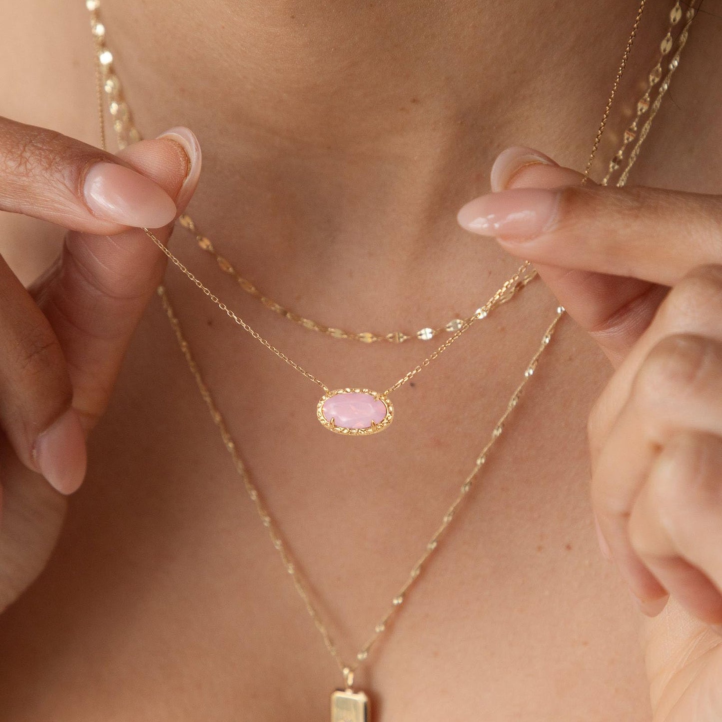 TLY Gold Necklace for Women 14k Gold Plated Dainty Gemstone Pendant Necklace Red Rose Quartz Black Emerald Green Blue Prom Choker Necklace Birthday Wedding Bridesmaid Necklace Mothers Day Jewelry gifts