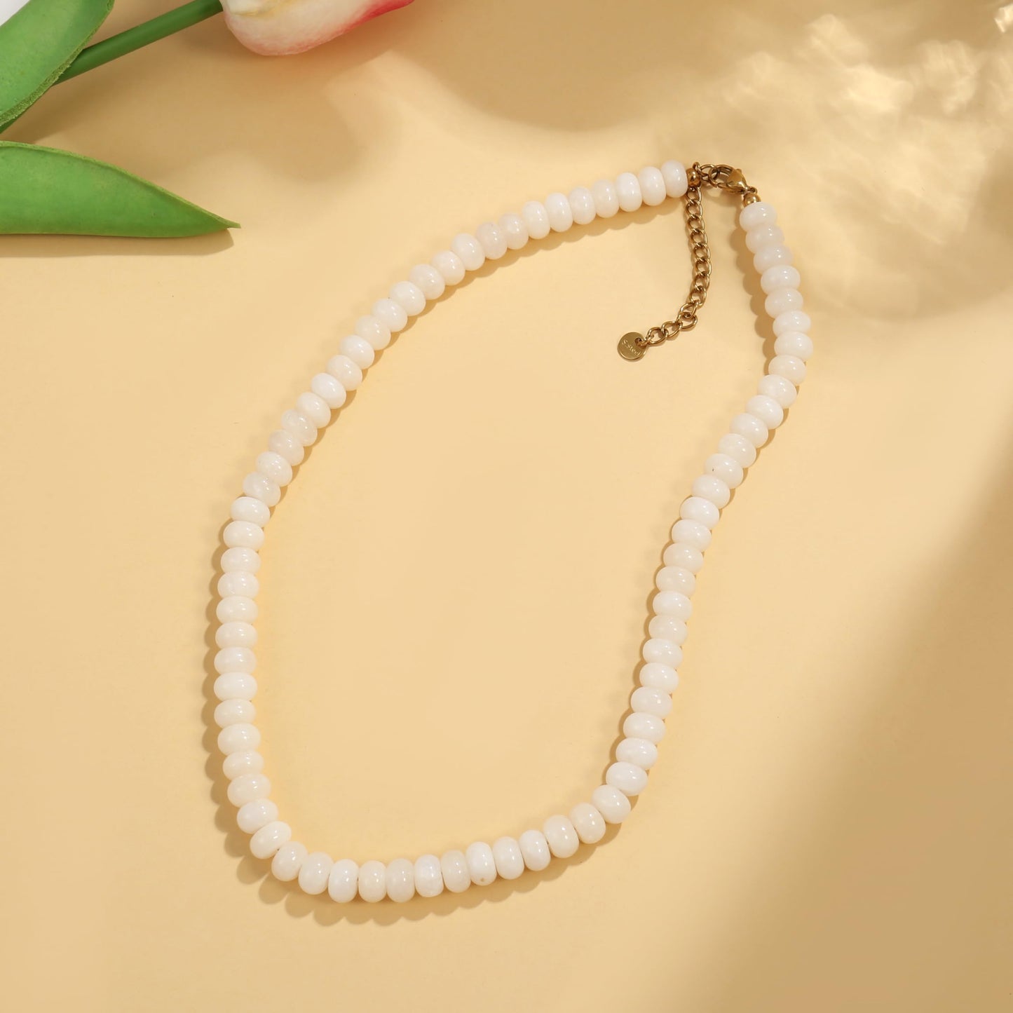 Badu Green Gemstone Beaded Necklace for Women Natural Stone Bead Beach Choker Necklace Fashion Trendy Jewelry Gifts