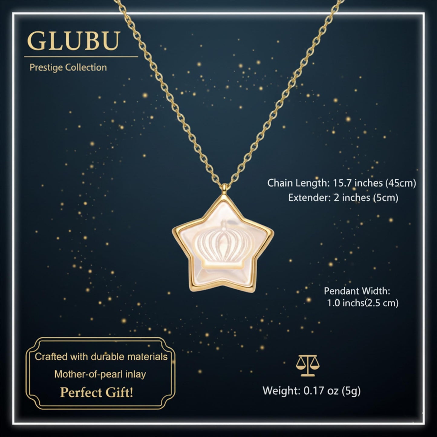 GLUBU Star Necklace for Women Shell Necklaces for Women Seashell Choker Pendant Necklace with Star Crown Sea Shell Jewelry Beach Summer Pearl Necklaces Star Necklace Gifts for Best Friends Sisters