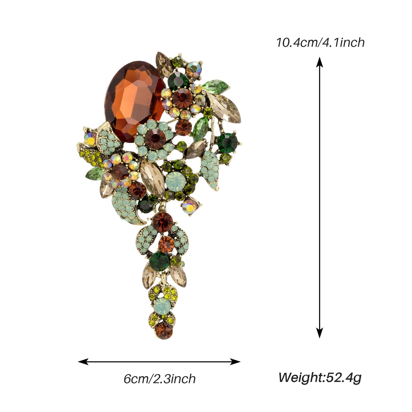 SELOVO Long Brown&Green Brooch Pin for Women Wedding Party Brooch Pendant