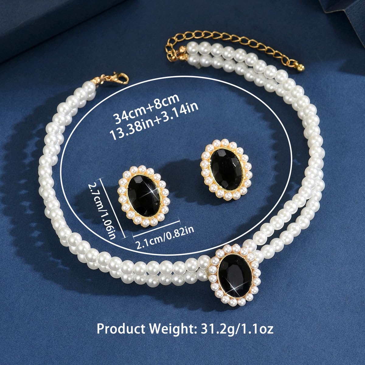 CSIYANJRY99 Pearl Necklace and Earring Set Faux Pearl Jewelry Sets for Women Imitation Beaded Pearl Necklace Bracelet Stud Earrings for Women(BK)
