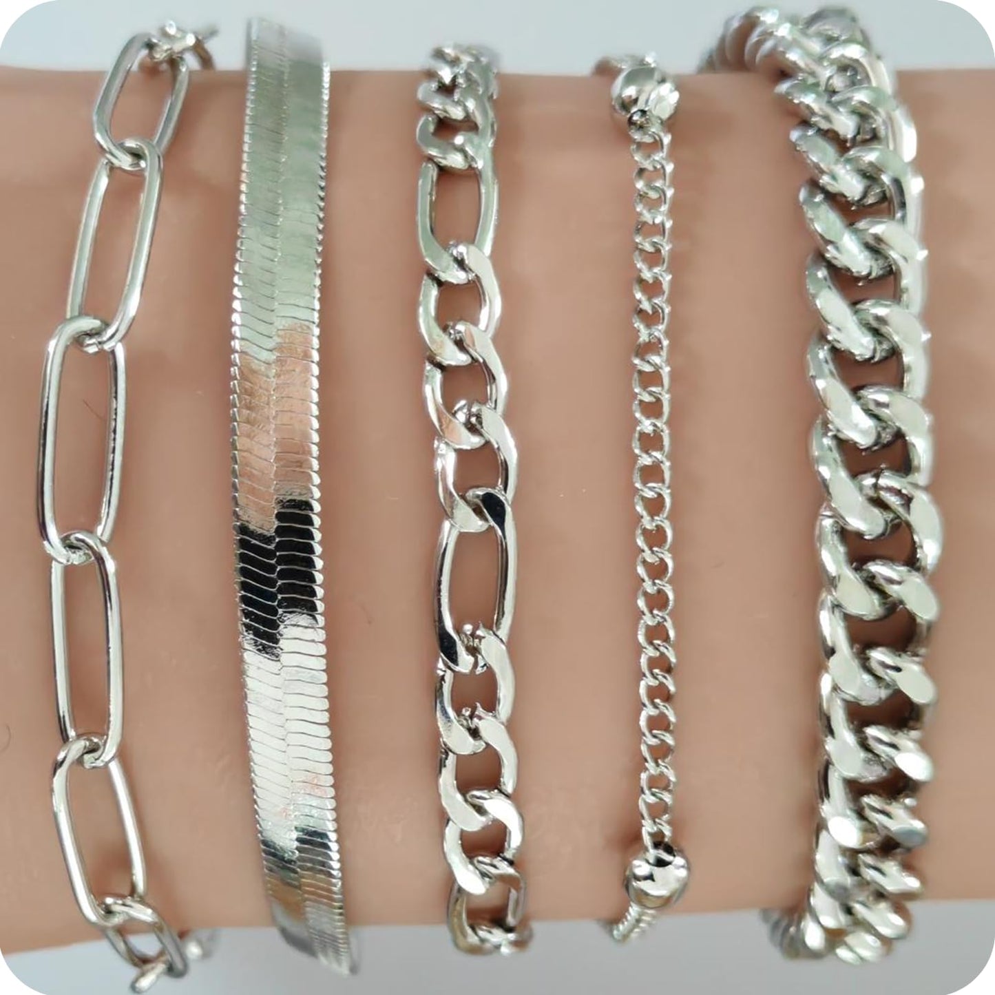 MAGIDOVE 10PCS Anklet Bracelet for Women (21.5+5cm)