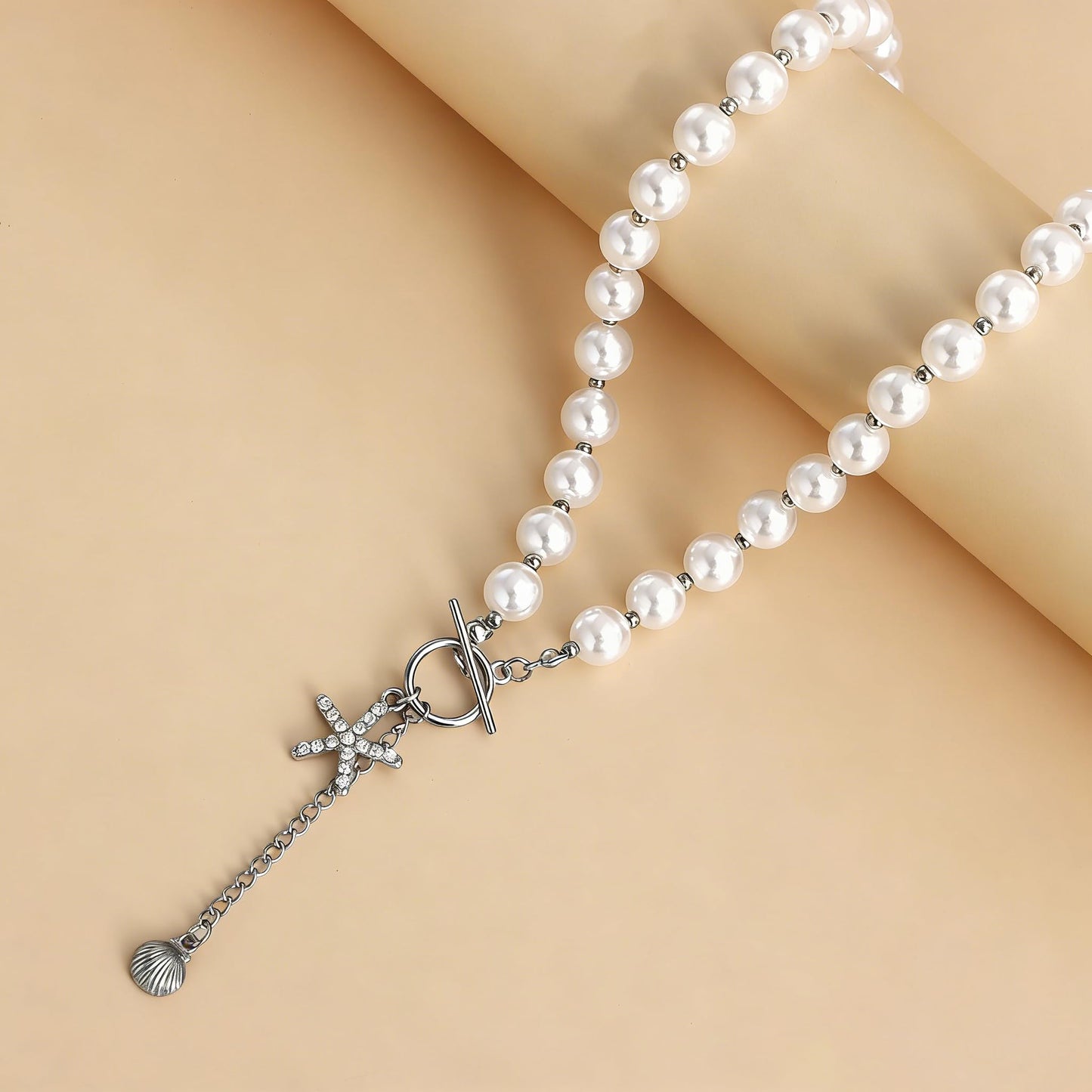 Lookray Starfish Necklace for Women Dainty Seashell Mermaid Charm Necklace Gold Layered Shell Beaded Necklace Boho Summer Beach Jewelry Mermaid Costumes Accessories StyleB