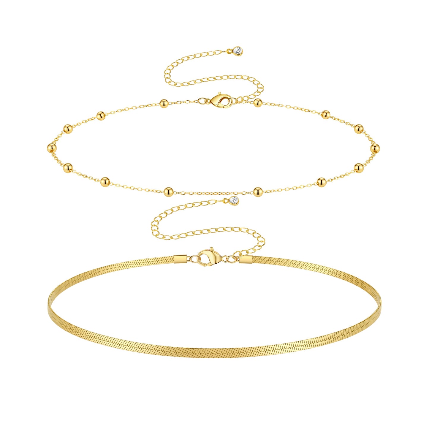 HERSIN Waist Chain for Women, 14K Gold Plated Layered Belly Belt Chains Beach Waist Beads Chain Waterproof Herringbone Snake Body Chain Summer Jewelry Accessories for Women