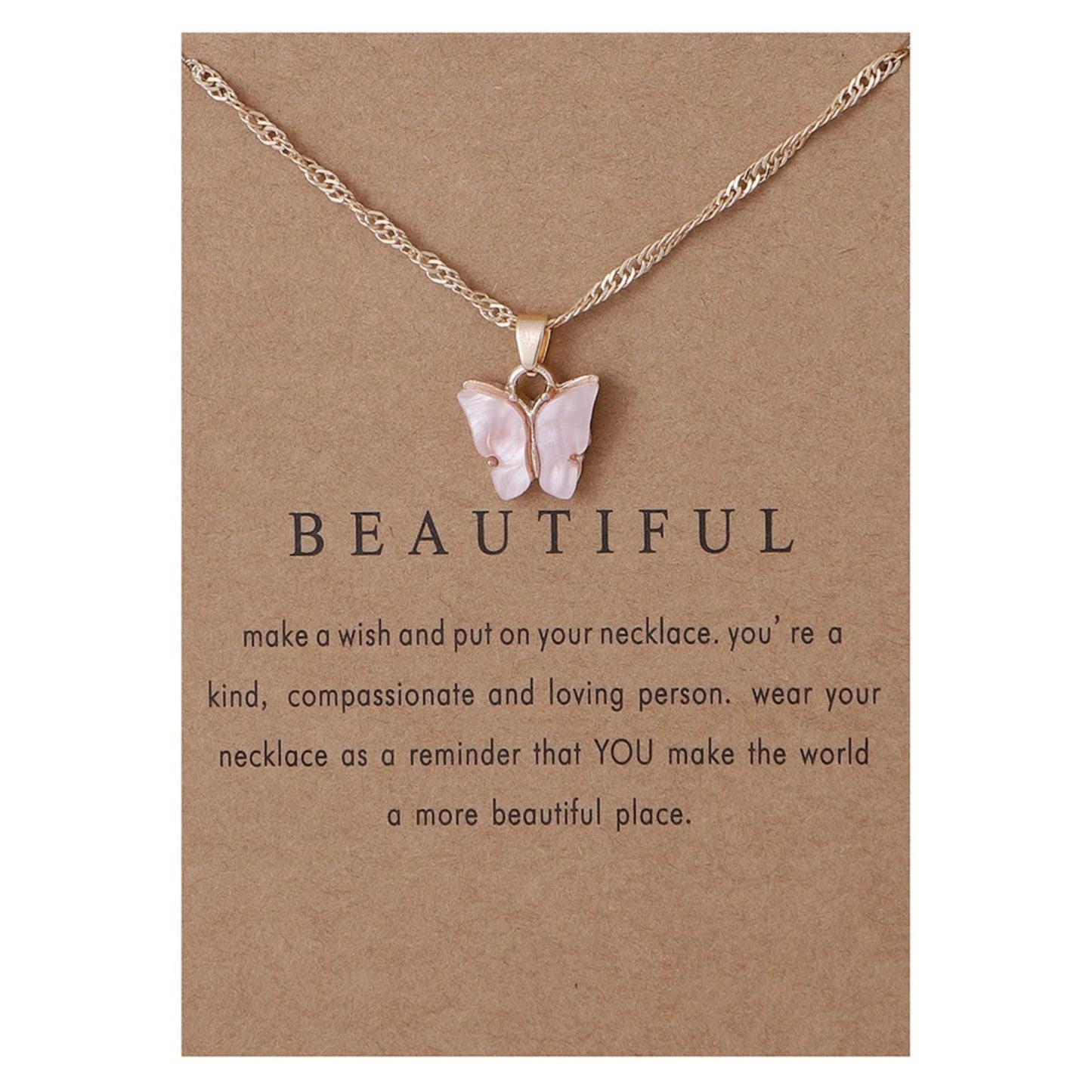 Rrdaily 9 Pcs Dainty Colorful Butterfly Pendant Necklace Set for Women,Bohemian Acrylic Butterfly Chain Necklace Cute Jewelry Gift (Style#B-gold card)