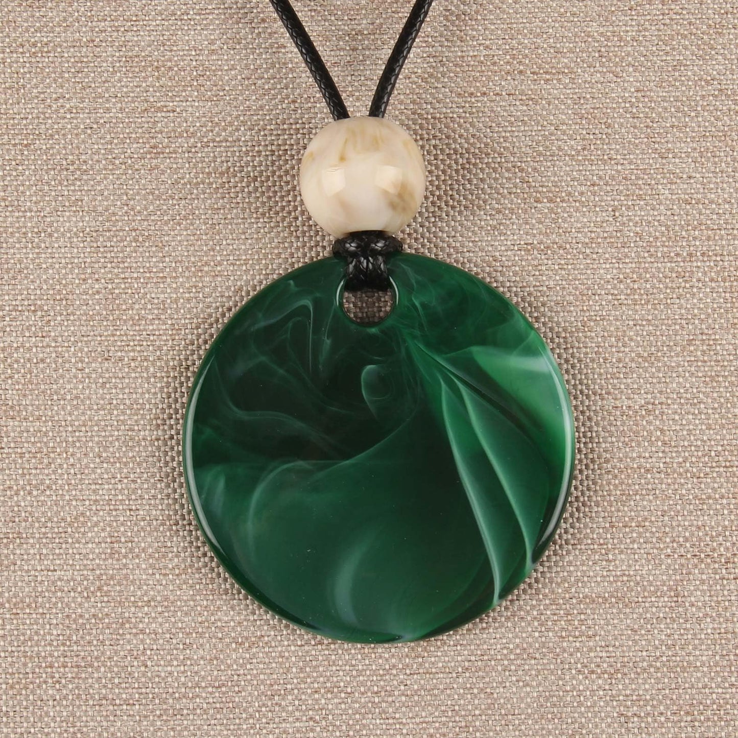 joymiao Bohemian Necklace for Women Large Long Chunky Necklace with Green Pendant Boho Choker Ethnic Hippie Jewelry