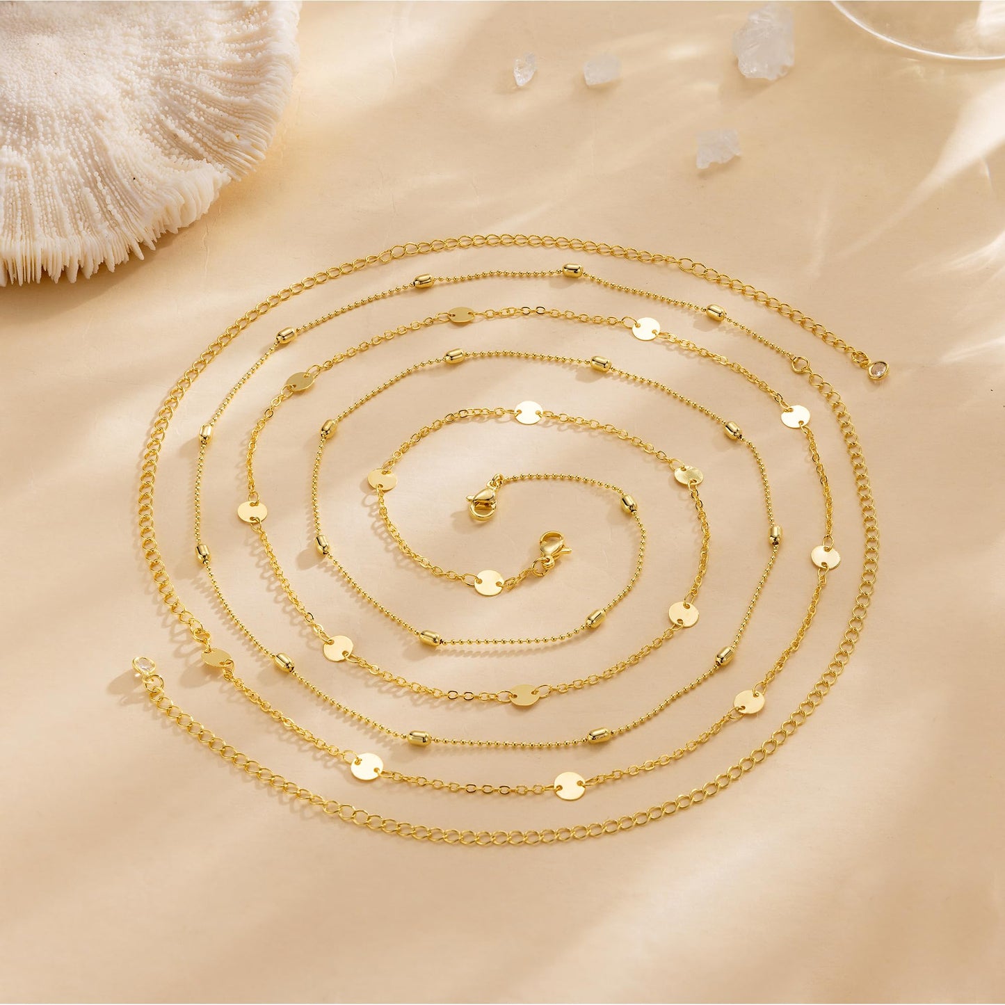 CHESKY Gold Waist Beads, Dainty 14k Gold Plated Waist Chain Body Chain Jewelry for Women Hypoallergenic Belly Chain Non Tarnish Waterproof Gold Belly Button Ring Jewelry for Women Gifts