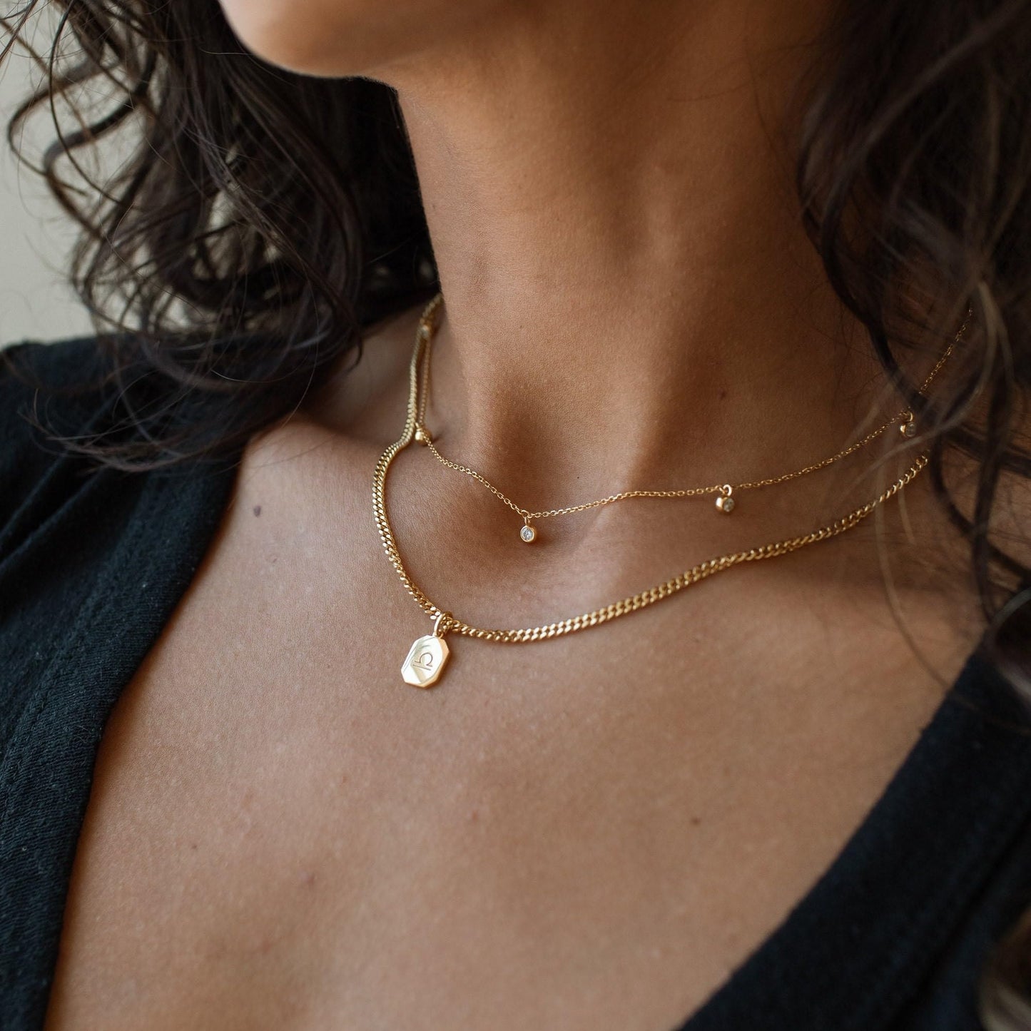 CUEZIY Dainty 14K Gold Plated Necklaces for Women Station Choker Necklace Cubic Zirconia Simulated Necklace Simple Cute Layering CZ Necklace Trendy Jewelry Gifts