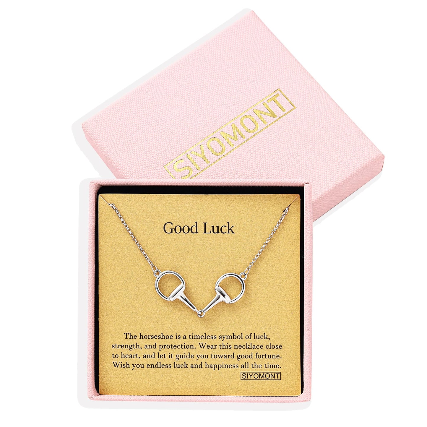 SIYOMONT Horse Necklace 14K Gold Plated Snaffle Bit Snaffle Bit Pendant Necklace Jewelry Gift for Women(S)
