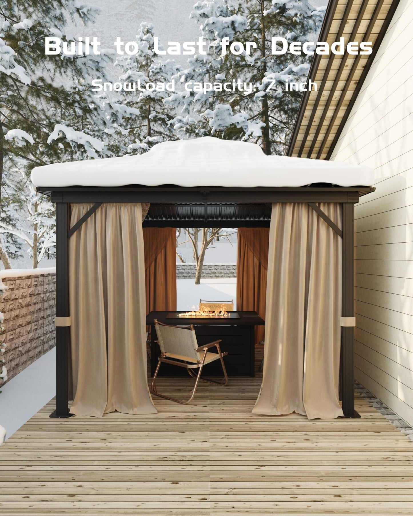 GarveeLife 10 ft x10 ft Hardtop Gazebo for All Weather, with Double Metal Roof, Aluminum Alloy Frame, Net, and Curtain, Permanent Building for Patio, Deck, Backyard, Lawn, and Garden