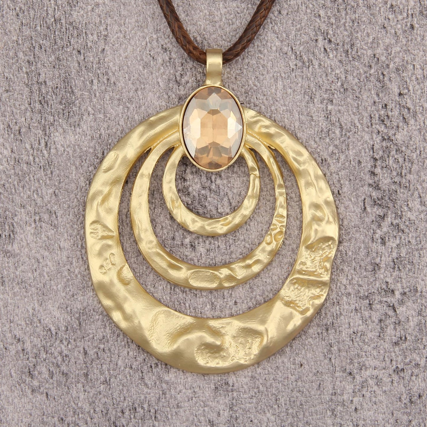 joymiao Boho Pendant Necklace for Women Long Chunky Statement Necklace with Large Gold Pendant Hippie Vintage Jewelry