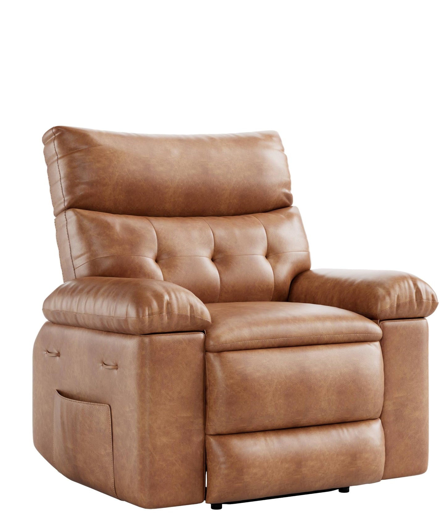 Garvee Oversized Recliner Chair - PU Leather Manual Recliner for Adults, Comfy Reclining Chair with Overstuffed Arms and Back, Side Pocket, Single Sofa for Living Room, Bedroom