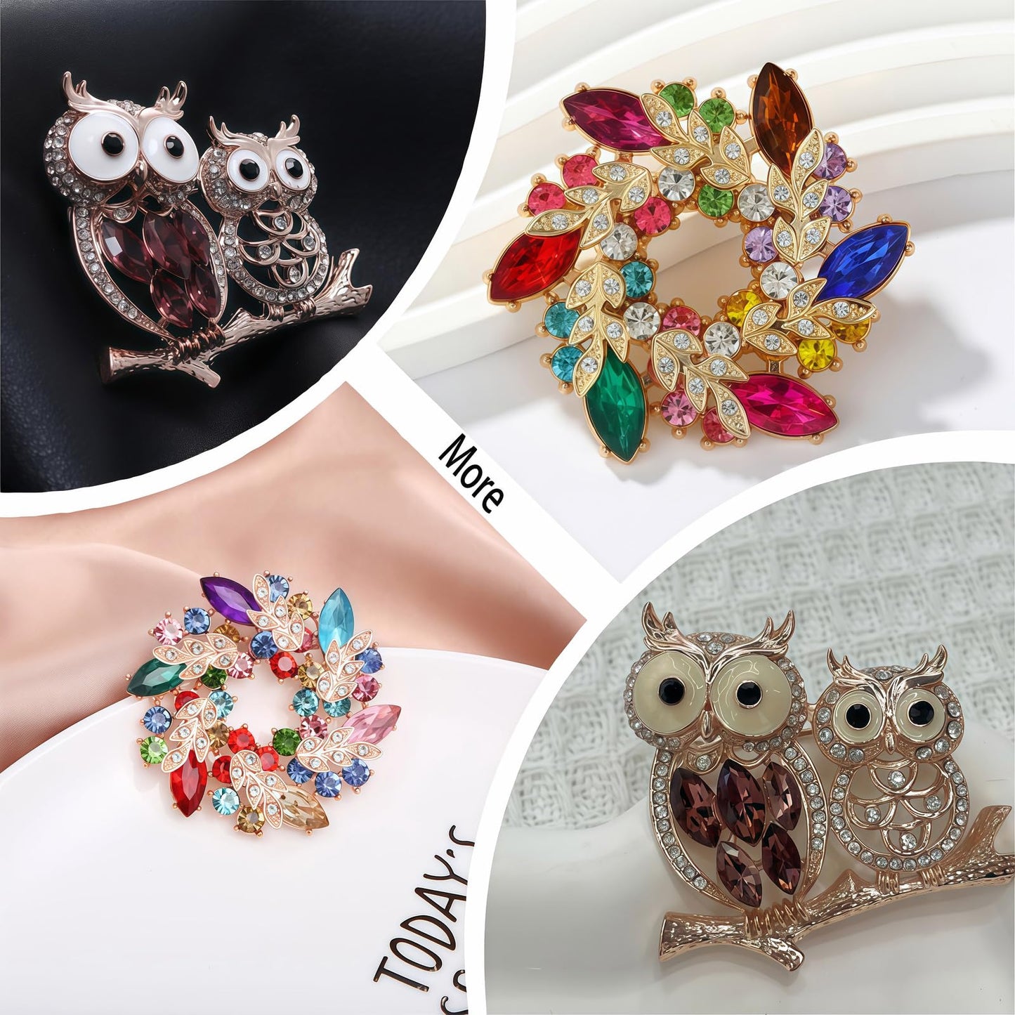 Yaximhozz 2pcs Rhinestone Brooch Pin for Women Dress Elegant Stylish Crystal Brooches Fashion Accessories Pins Lapel Boutonniere Ideas Wedding Christmas Birthday Jewelry Easter Gift (14 Gold Bird/Colorful)