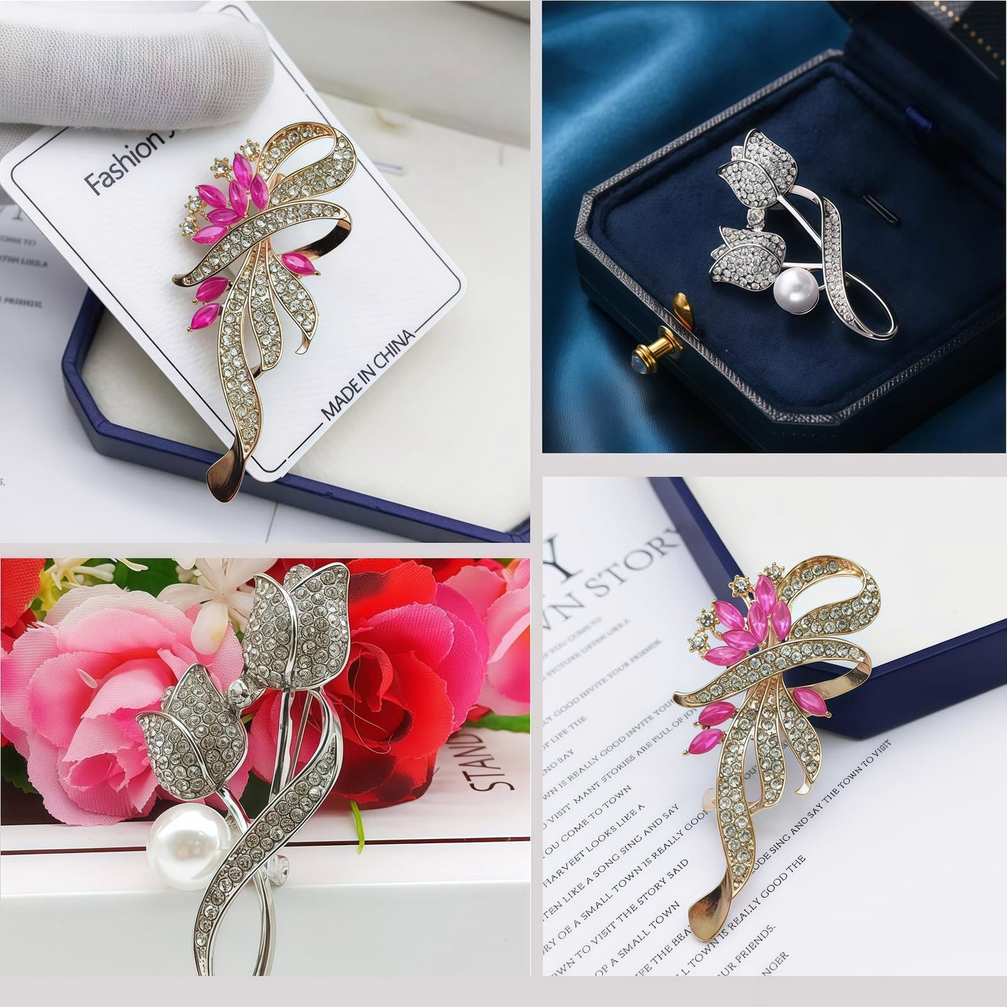Yaximhozz 2pcs Rhinestone Brooch Pin for Women Dress Elegant Stylish Crystal Brooches Fashion Accessories Pins Lapel Boutonniere Ideas Wedding Christmas Birthday Jewelry Easter Gift (08 Purple/Silver)