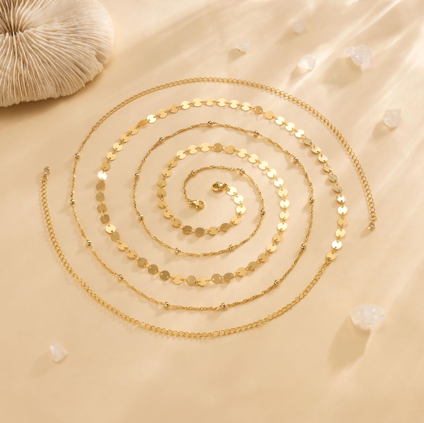 CHESKY Gold Waist Beads, Dainty Waist Chain Summer Body Chain Jewelry for Women Hypoallergenic Belly Wave Chain Non Tarnish Waterproof Gold Beach Jewelry for Women Gifts
