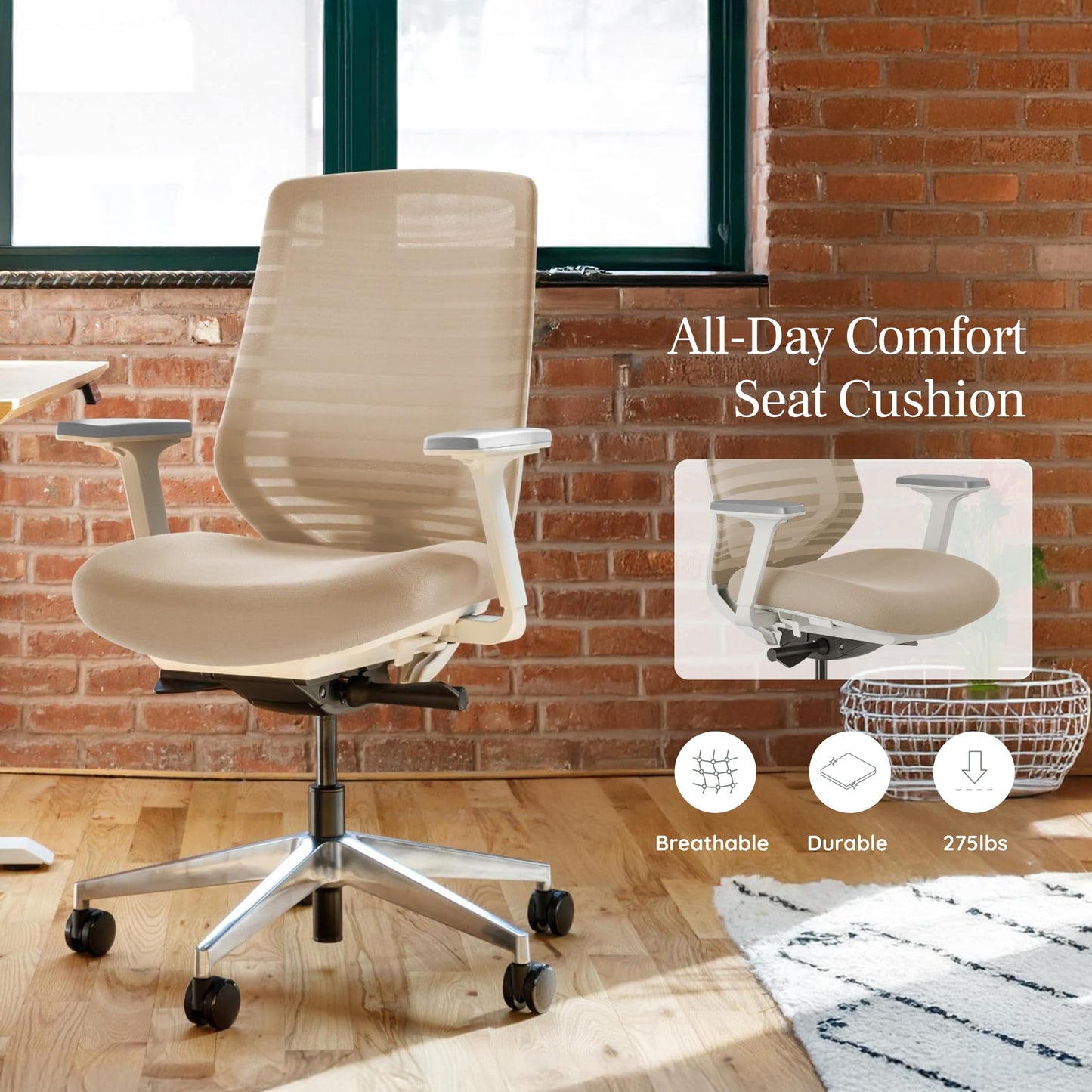Branch Ergonomic Chair - A Versatile Desk Chair with Adjustable Lumbar Support, Breathable Mesh Backrest, and Smooth Wheels - Experience Optimal Comfort and Support - Black