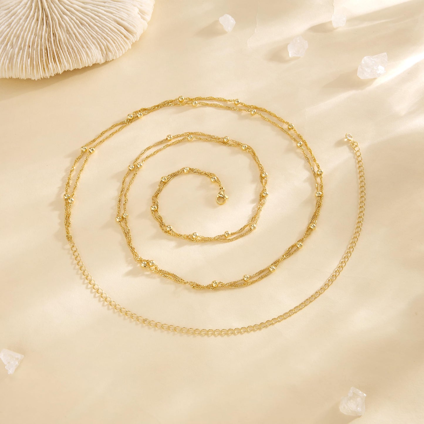 CHESKY Gold Waist Beads, Dainty 14k Gold Plated Waist Chain Non Tarnish Body Chain Jewelry for Women Hypoallergenic Belly Chain Waterproof Wave Gold Belly Button Ring Jewelry for Women Gifts