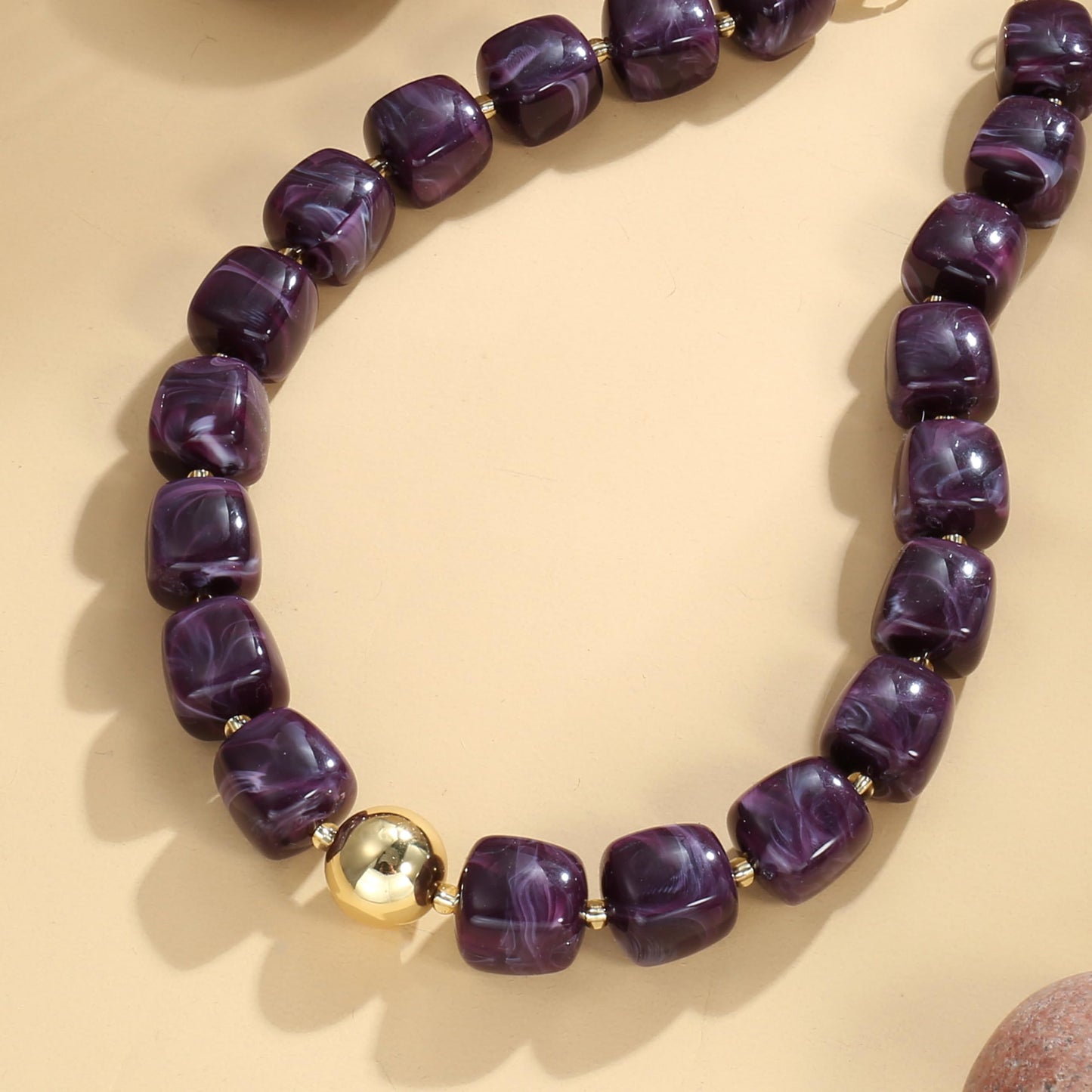 BREPINE Purple Chunky Necklaces for Women Multicolored Large Square Resin Beads Necklace Trendy Bold Statement Beaded Summer Candy jelly Vacation Choker