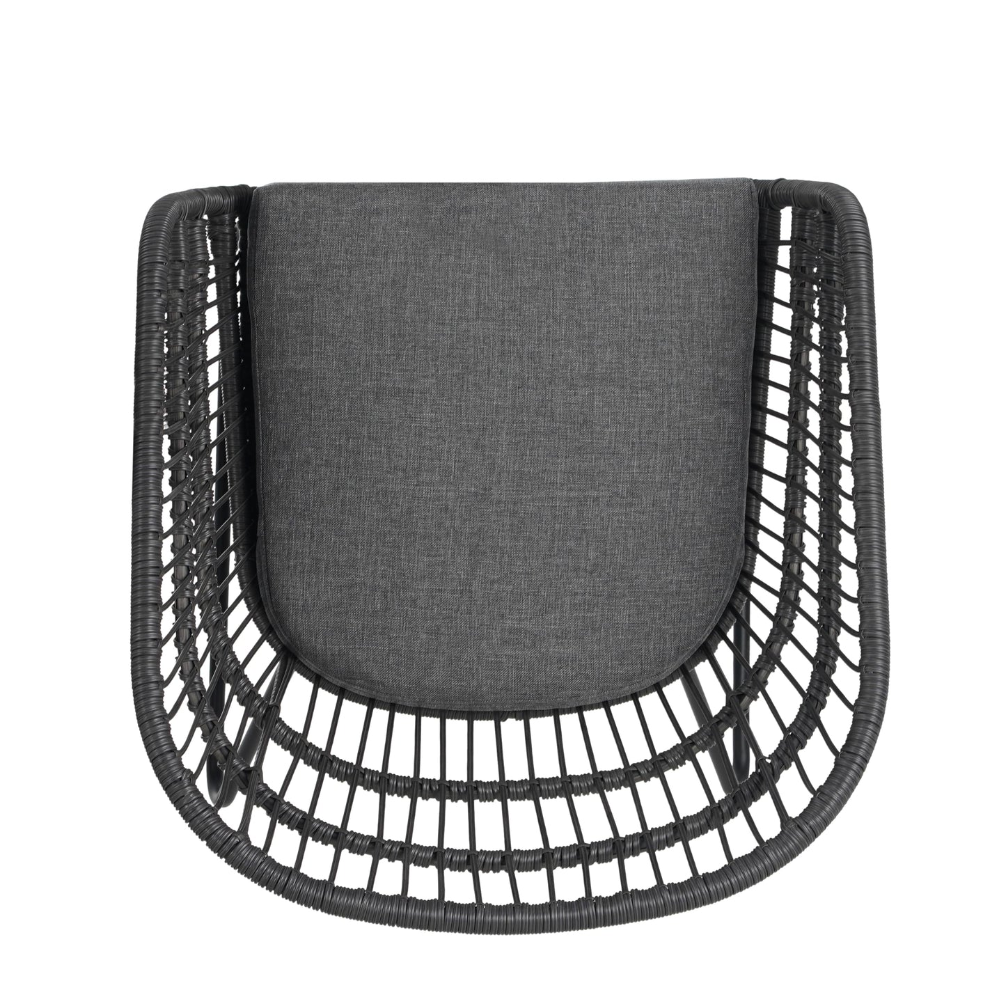 Christopher Knight Home Terry Acacia Wood Patio Dining Set for 6, Rectangular Patio Dining Table and Faux Rattan Chairs Set of 6, 7 Piece Outdoor Dining Set with Cushion and Iron Frame, Teak+Gray