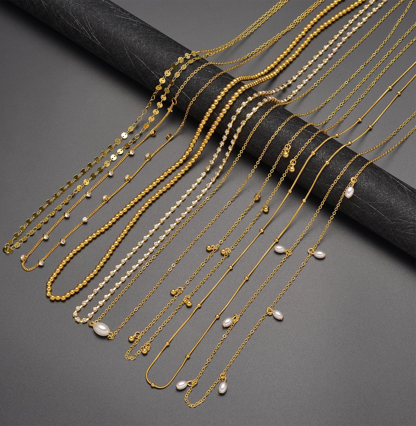 Tornito 8Pcs Waist Belly Chain 18K Gold Plated CZ Pearl Bead Belly Chain Summer Beach Sexy Body Chains Jewelry Accessories for Women Adjustable