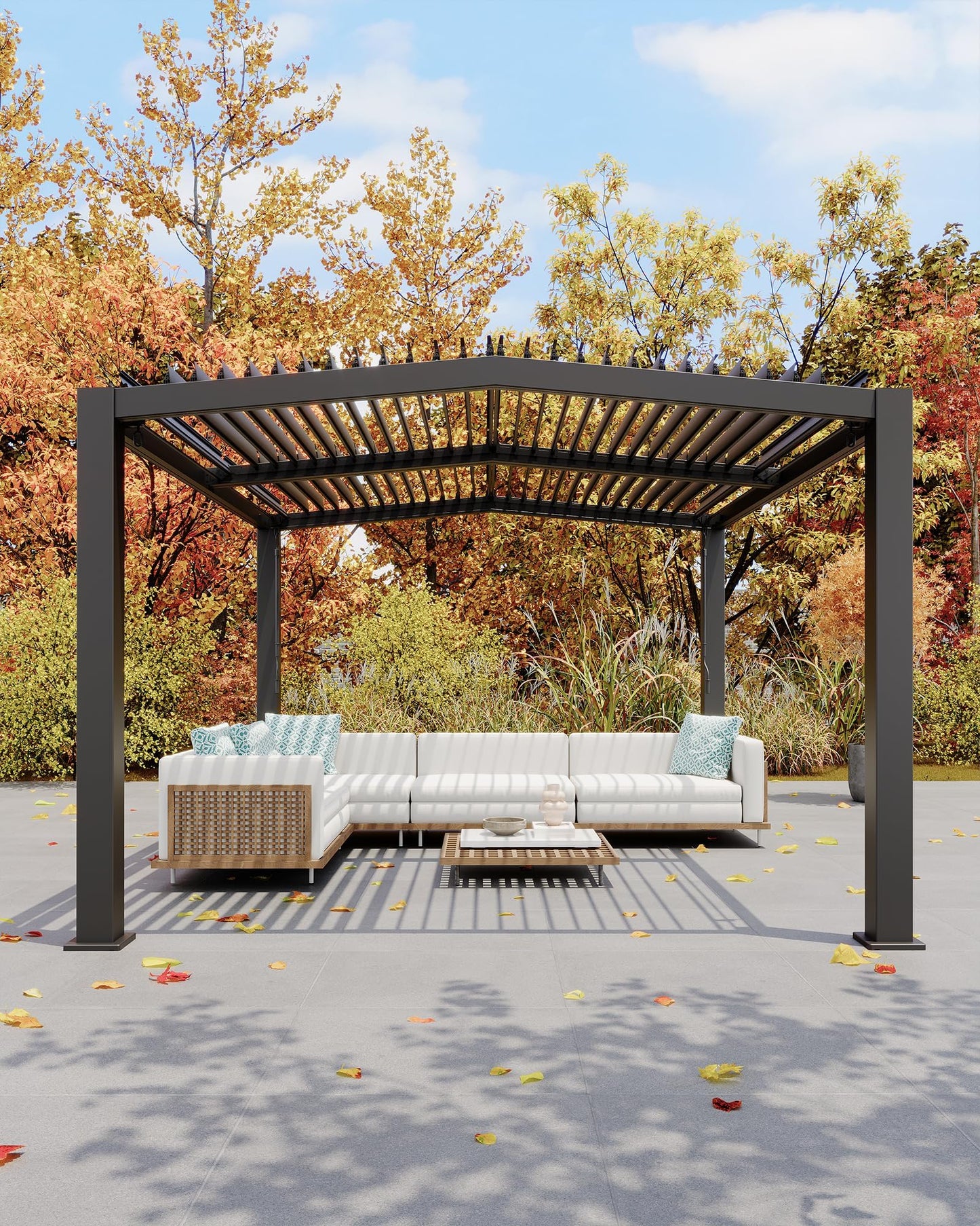 11x13 ft Louvered Pergola, Outdoor Aluminum Pergola with Adjustable Roof Louvers, Reinforced Frame, Integrated Drainage, Weather-Resistant Hardtop Gazebo for Patio, Deck, Backyard, Gray