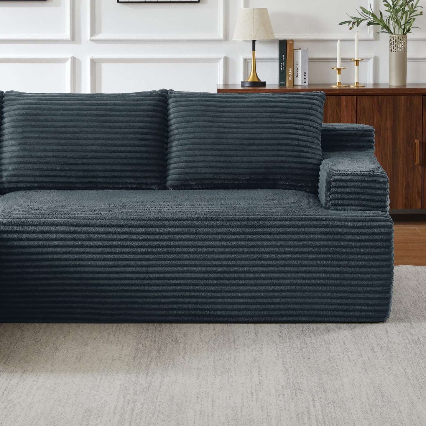 96" L Shaped Cloud Sectional Couch with Chaise, Deep Seat Modular Sectional Sofa Corduroy Memory Foam Sofa Boneless Couches for Living Room Bedroom, No Assembly Required