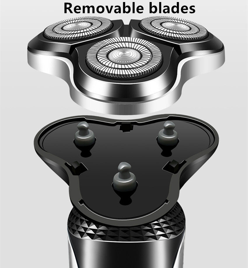 Electric Shaver Mens Razor Rotary Waterproof Pop-Up Beard Trimmer Wet Dry Cordless Nose Hair Clipper Barber Shaving Machine