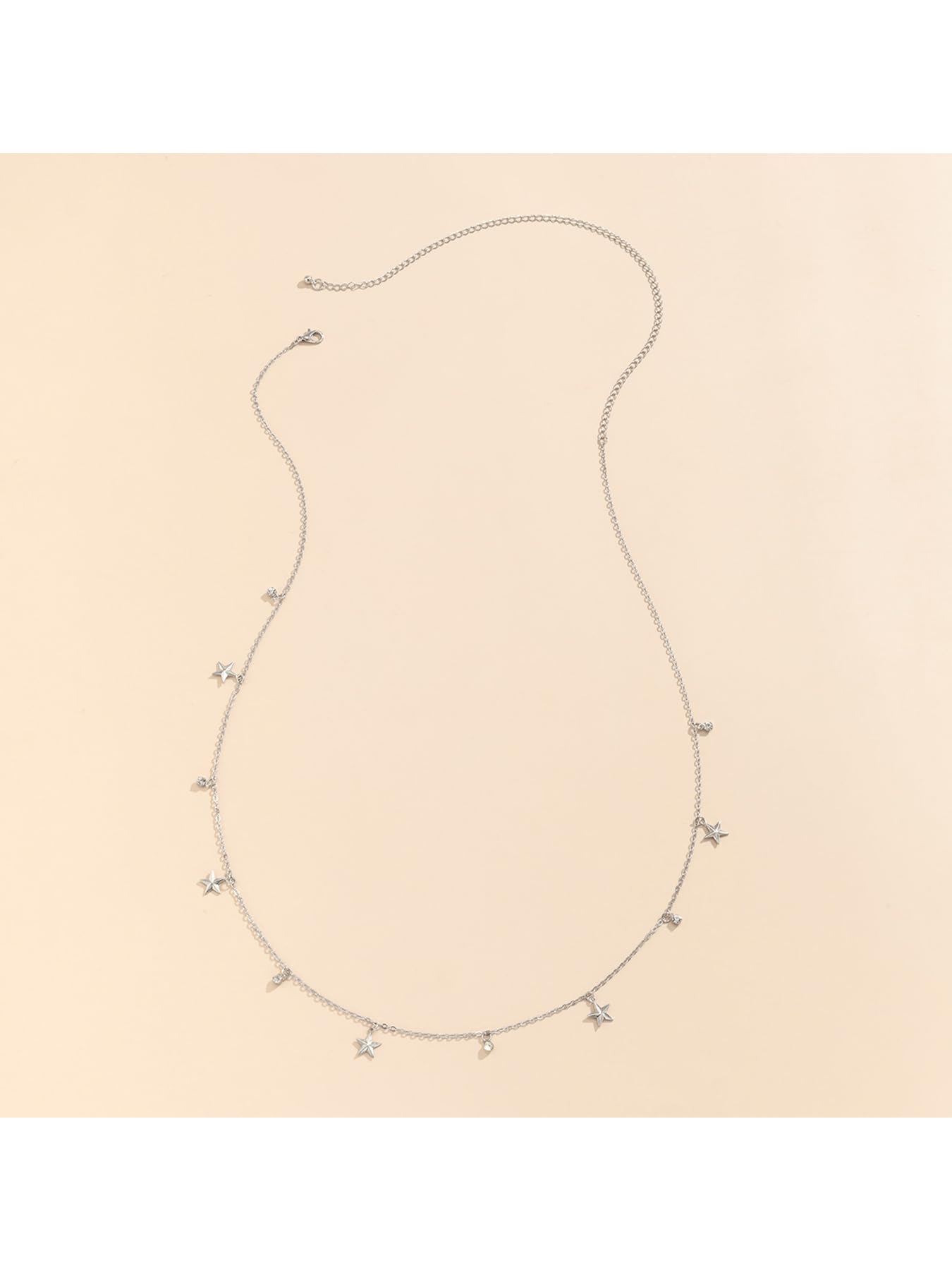 MODRSA 1pcs Y2K Star Belly Chain Silver Waist Chain for Women Silver Waist Jewelry for Women Belly Chains Star Stomach Jewelry Sexy Body Chains Non Tarnish Waterproof Summer Jewelry Trendy