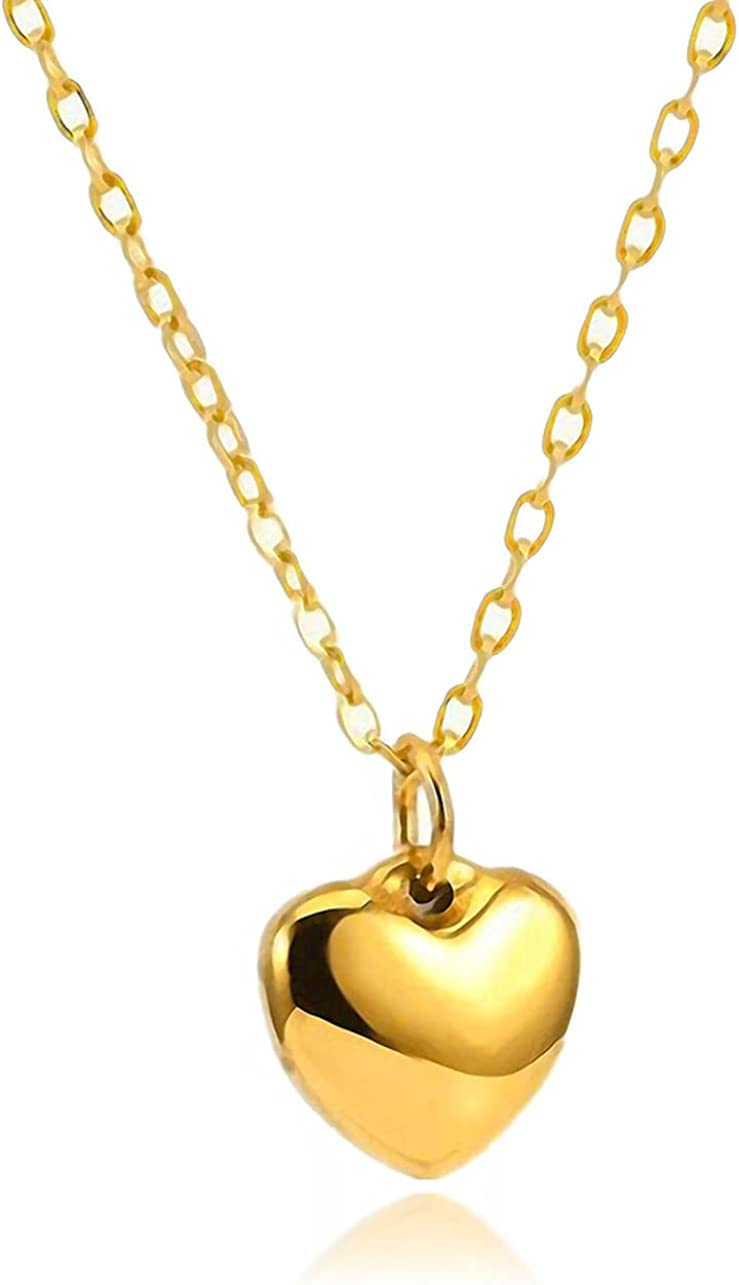 LUUK LIFESTYLE Filigree necklace with heart pendant and HAPPINESS gift card, minimalist fashion accessory, jewelry to offer, proof of love, trendy stylish fashion, adjustable 19” length, gold