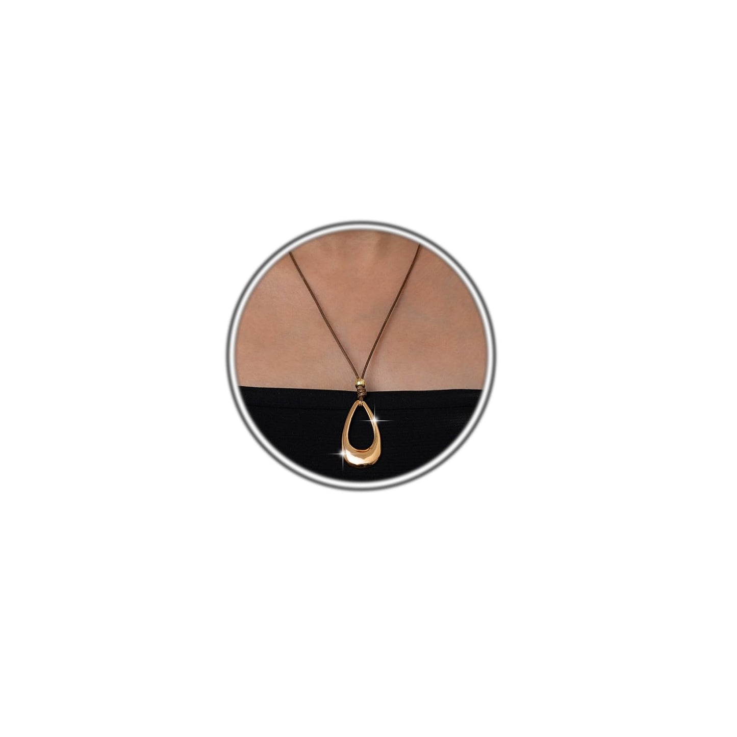 Hcrohihit Chunky Hollow Pendant Necklace for Women,Trendy Charm Big Circle Necklace Boho Punk Cowgirl Outfits Western Accessories (B-GD)