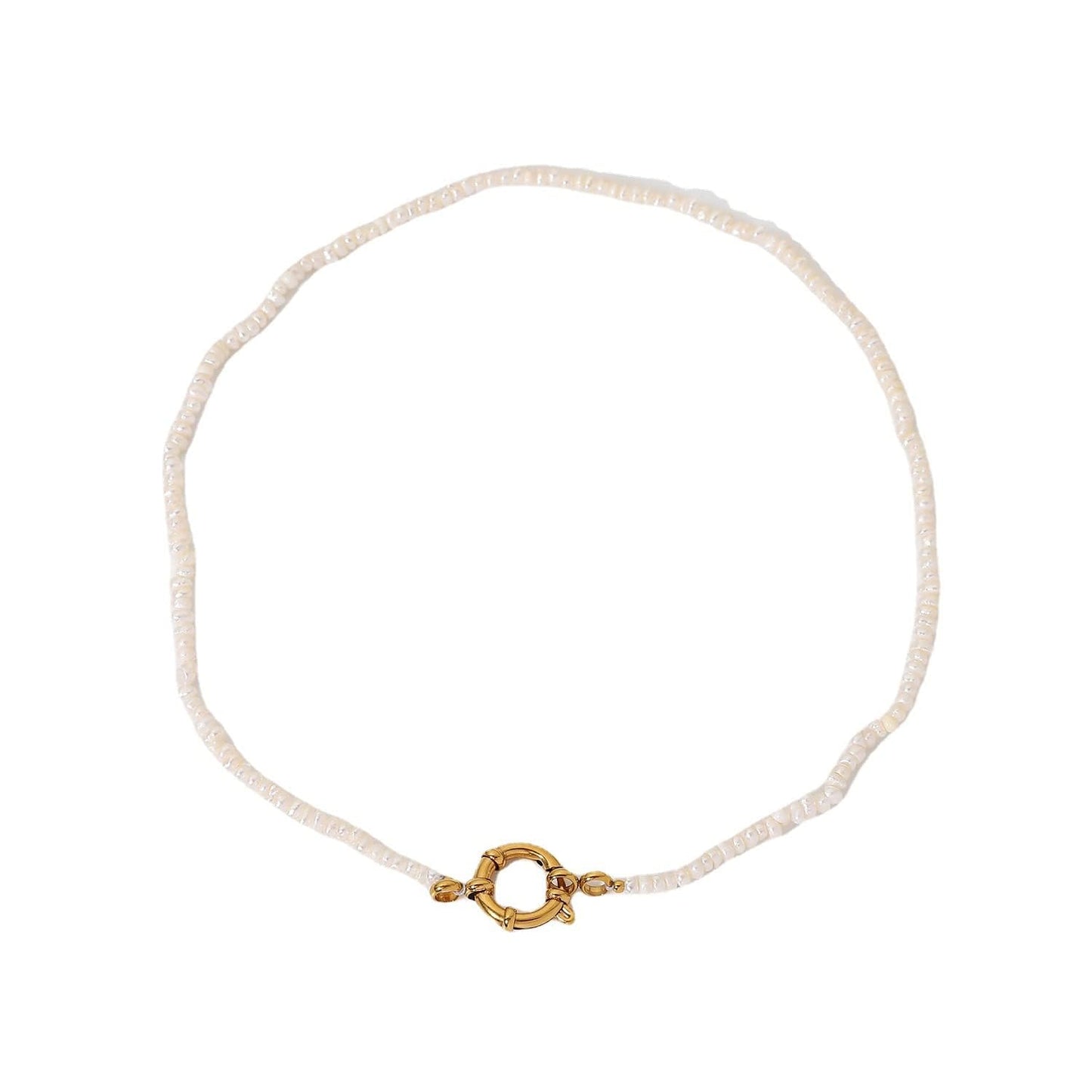 14K Gold over S925 Sterling Silver Pearl Clavicle Necklace, OT Buckle Freshwater Pearl Beaded Necklace, Beautiful Women's Day, Birthday Gift for Wife,Girlfriend (style one, 18K)