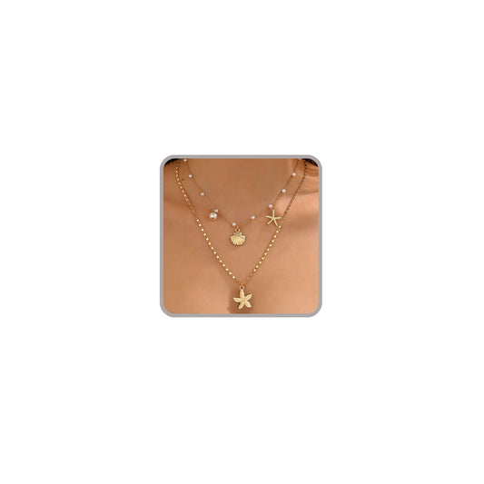ONBRIG Seashell Necklace Beach Jewelry for Women Starfish Cowrie Puka Shell Necklaces Summer Beach Accessories for Women Vacation Mermaid Ocean Jewelry (style 1)