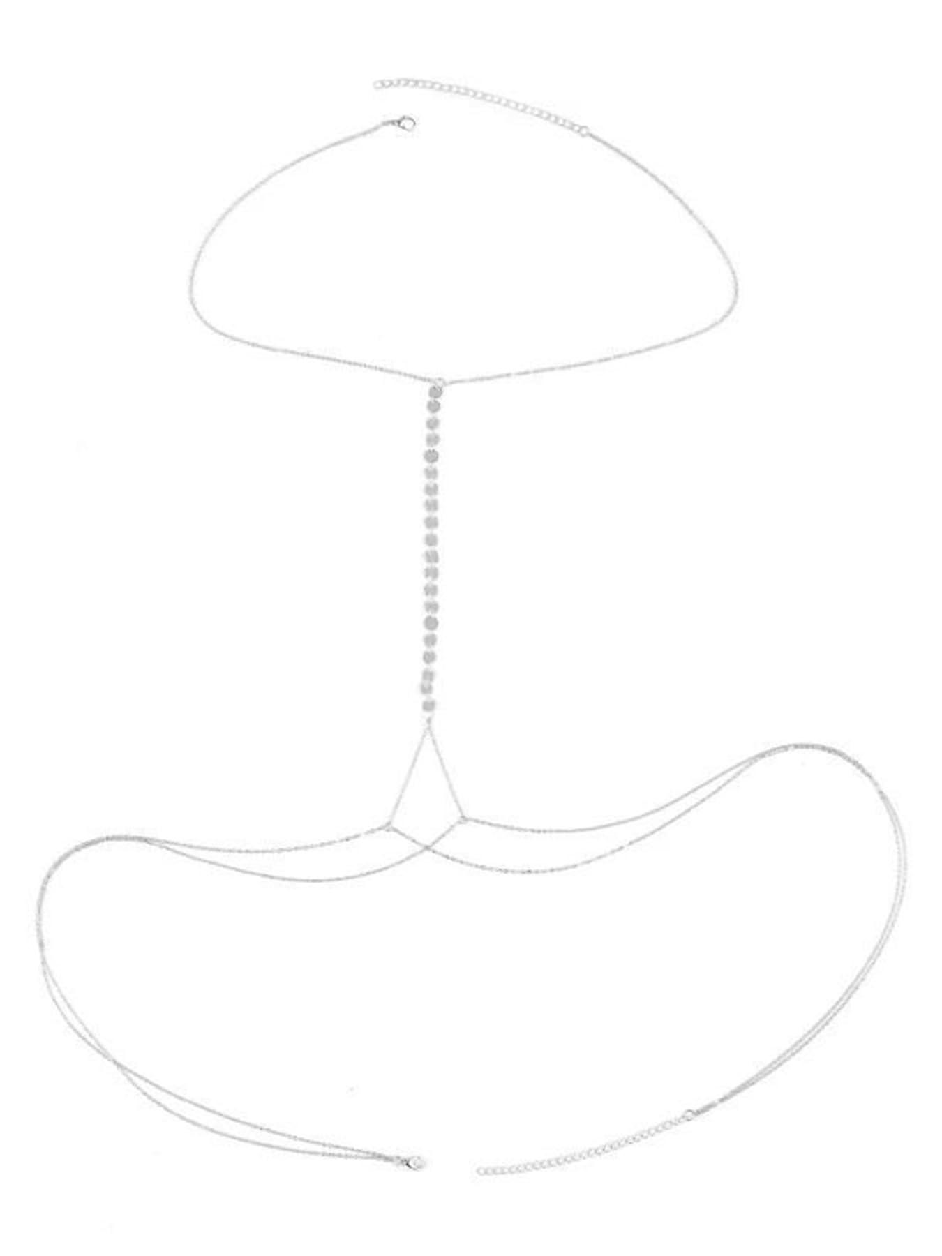 Longita Silver Body Chain Jewelry for Women Body Jewelry for Women Sexy Bikini Bra Chains Summer Holiday Accessories Trendy Dainty no Tarnish Waterproof