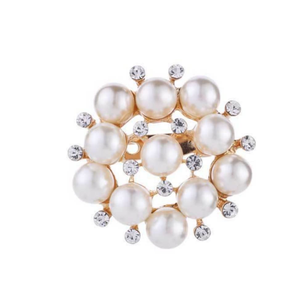 COLORFUL BLING Elegant Imitation Pearl Floral Crystal Brooch Pin for Wedding Bridal Fashion Jewelry-E