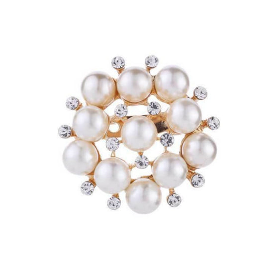 COLORFUL BLING Elegant Imitation Pearl Floral Crystal Brooch Pin for Wedding Bridal Fashion Jewelry-E