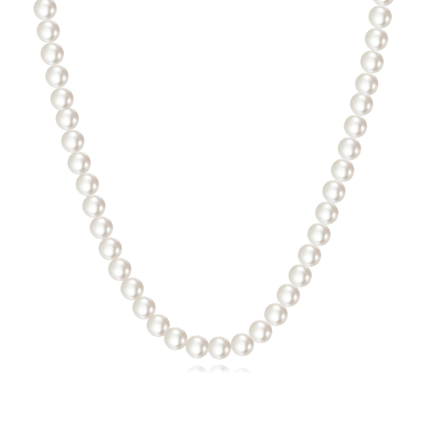 POPLYKE Pearl Necklace Men Women 925 Sterling Silver collar de perlas para hombre Bead Pearls Jewelry Gifts
