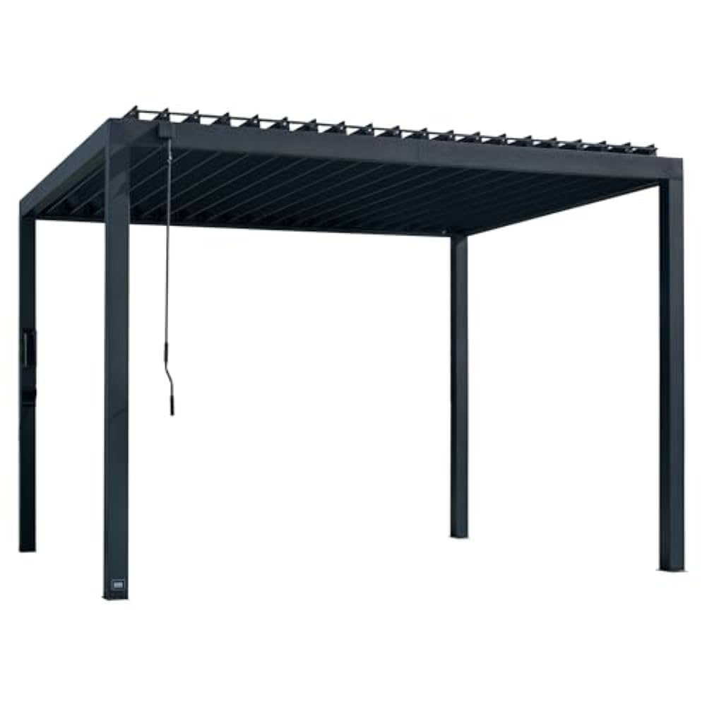 Backyard Discovery Sarasota 12' x 10' Galvanized Steel Louvered Pergola Kit with Adjustable Roof, Shade, Rain Protection, High-Wind Rating, Gutter System for Outdoor Patio, Garden, Deck, Entertaining