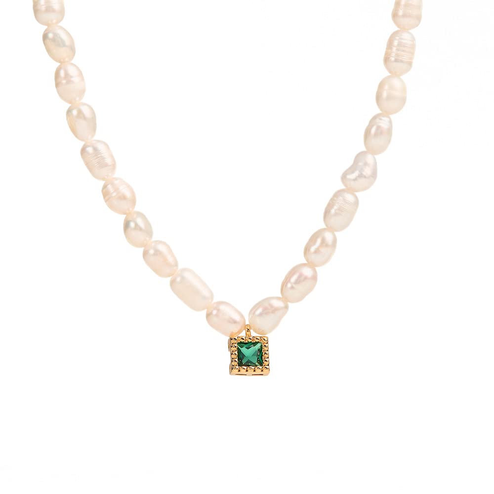18K Gold Pearl Clavicle Necklace, Freshwater Pearl Beaded Necklace, Beautiful Women's Day, Birthday Gift for Wife,Girlfriend (style one, 18K)