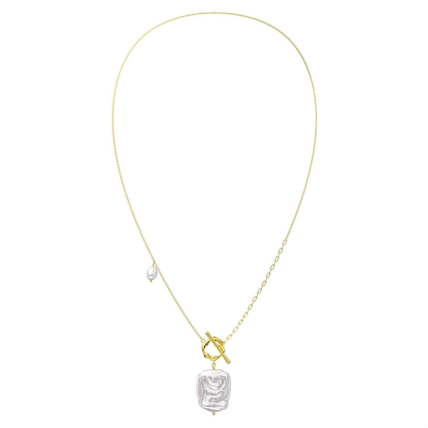 Bellitia Jewelry 925 Sterling Silver Freshwater Cultured Pearl Baroque Style OT Pendant Necklace Clavicle Necklace for Women