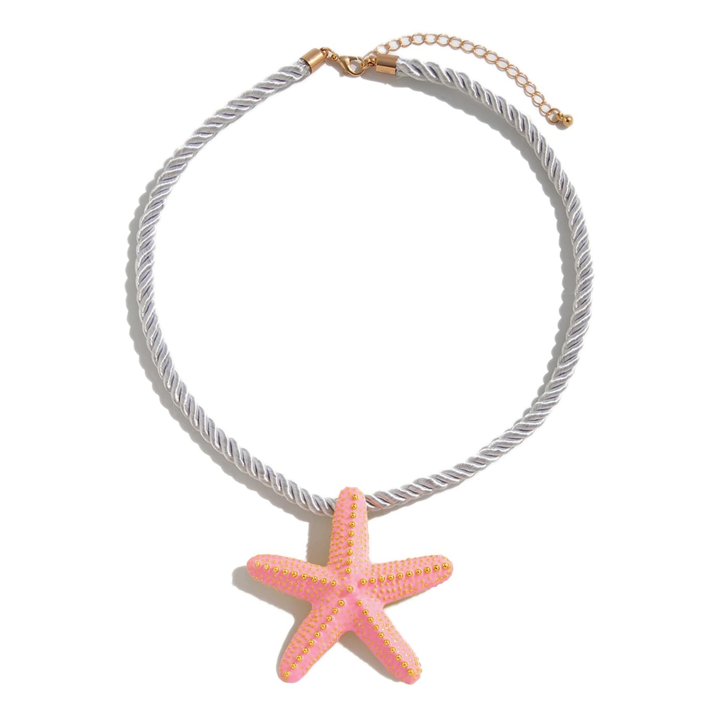 Nojess Starfish Necklace for Women Large Star Pendant Necklaces Beach Necklaces Statement Chunky Necklaces Summer Holiday Beach Party Jewelry (Pink Starfish Necklace)
