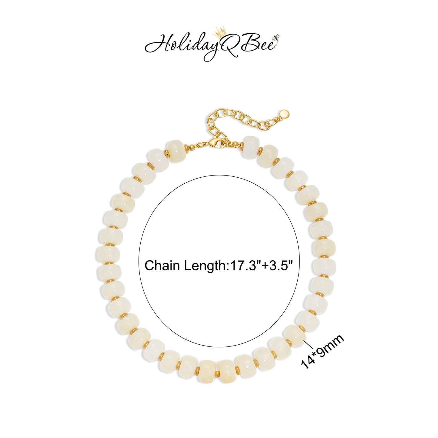 HolidayQbee Beaded necklace for Women Boho Bead Chunky Necklace Big White Bead Necklace Fashion Trendy Summer White Resin Beaded Necklaces Jewelry Gifts