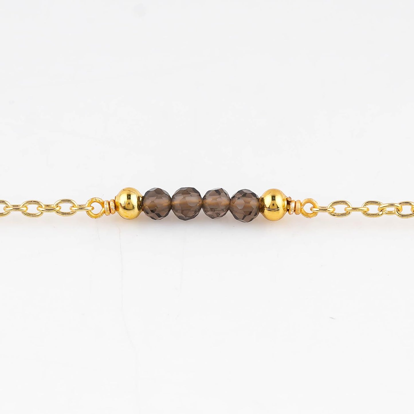 CRYSTALINES Natural Smoky Quartz Gemstone Beads, Handmade Station Dangle Star Charms Anklet, 14K Gold Plated, Adjustable Fashion Boho Jewelry for Women, Healing Crystals, Christmas Gift